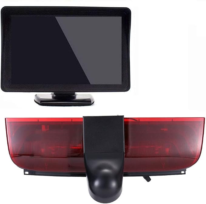 Third Brake Light Backup Camera Brake lamp Parking Camera Vehicle Rear View Camera+4.3" inch TFT LCD Monitor Transporter Replacement for Ford Transit Connect 2014-2017