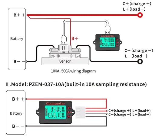 Battery Capacity Tester | Coulomb Counter | DC 8-120V 0-100A | Voltmeter/Ammeter | for Touring Car/Electric Car (100A+3M USB)