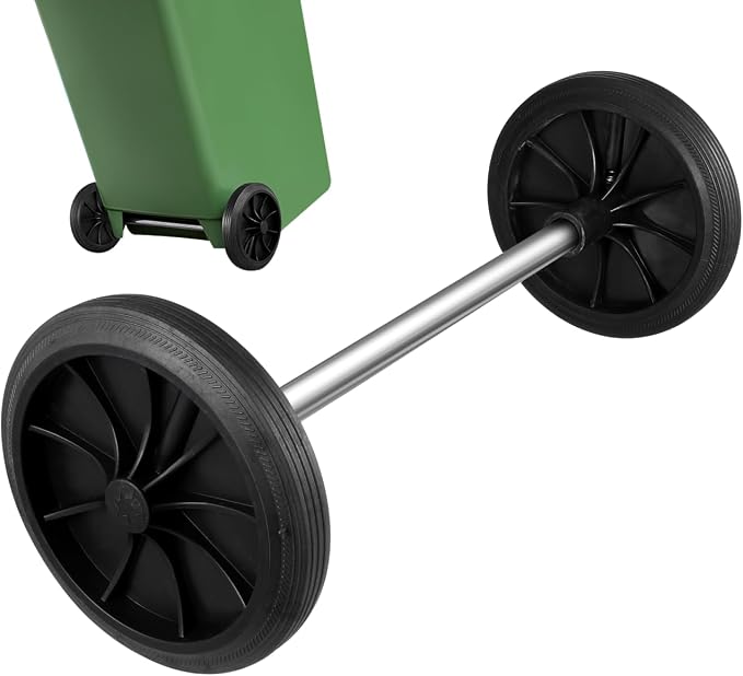 Garbage can Wheels Replacement Small Rubber Wheels with 19.49In Hollow Shaft for Easy Trash can Mobility Quiet Operation for Home Office