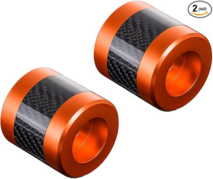 Advanblack ProTek Machined 1.25" Crash Bar Sliders Decorative Wheel Rotatable End For Front Engine Guard Harley Saddlebag Guards (Orange CNC w/Carbon Inlay)