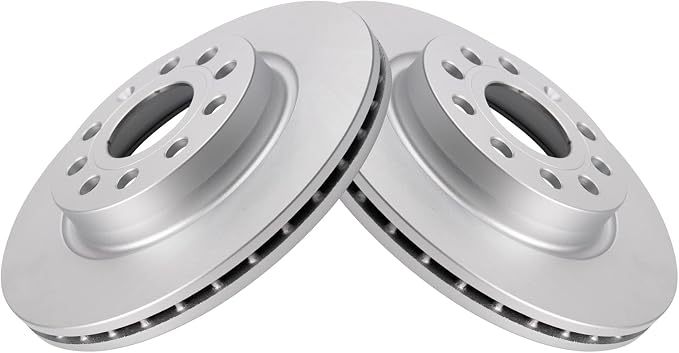 TRQ Front Brake Rotor Set G Coated Vented Compatible with 2011 Audi A3 2011 A3 Quattro 2011-2015 Volkswagen Jetta 2013 Volkswagen GTI