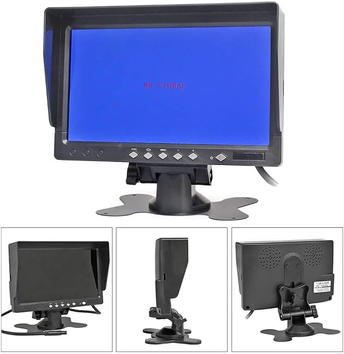 7-inches IPS Monitor 4ch Car Rear View Quad Split,Remote Control, 4-PIN Aviation Connect Video Inputs - 12V-24V 800X480HD for Truck RV Bus Car Vehicle Reversing Backup Rearview Cameras Monitor