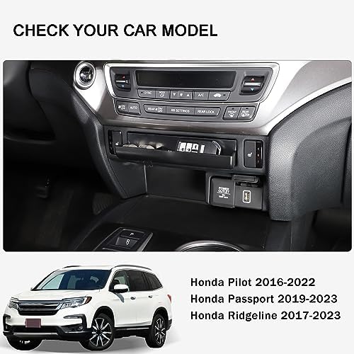 for Honda Pilot 2016-2022/ Ridgeline 2020-2023/ Passport 2019-2023 Center Console Organizer Tray & Gear Shift Panel Cover Trim