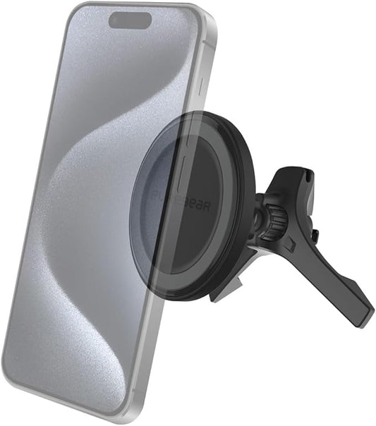 PureGear Qi2 Certified 15W MagSafe Car Mount Charger, Magnetic Wireless Car Charger, Car Phone Holder for iPhone 17/16/15/14/13/12, Air Vent/Dashboard, Super Fast Charging, Black