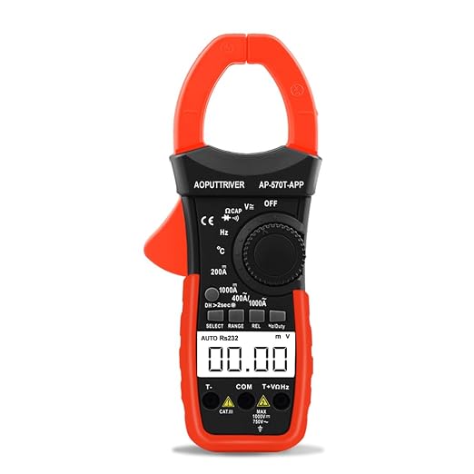 Digital Clamp Multimeter, AC/DC Amp Meter with Bluetooth, 4000 Count Auto-Ranging Clamp Meter Voltmeter Continuity/Capacitor HVAC Tool Multi Tester