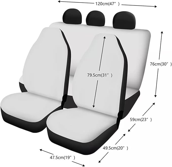12 Pieces White Black Cow Print Car Accessories Car Seat Covers Full Set with Steering Wheel Covers,Seat Belt Pads,Key Ring,Cup Costers,Lipstick Holder Universal Fit for Truck Car
