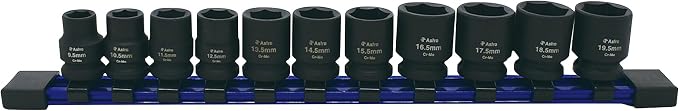 Astro Tools 11-Piece 3/8" Drive Socket Set 9.5-19.5mm and 4-Piece 1/2" Drive Thin Wall Lug Nut Socket Set 17.5-22.5mm