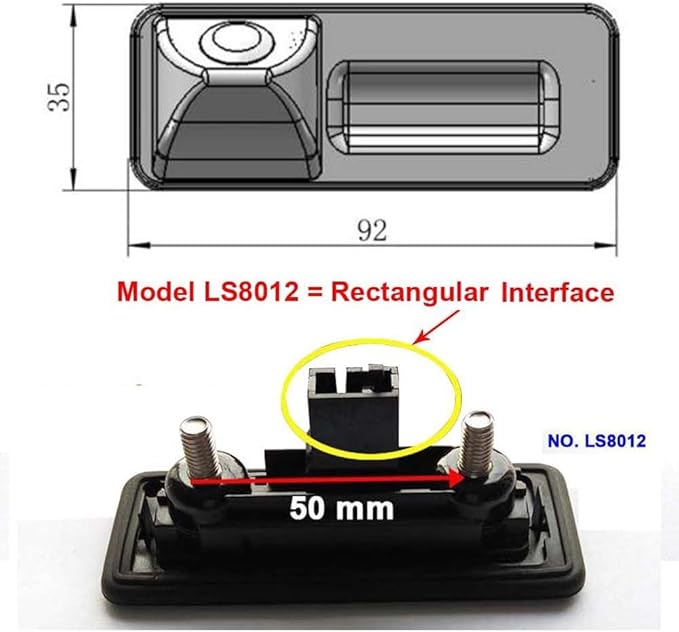 1280x720 Pixel 1000TV LinesWaterproof Trunk Handle Griff Tailgate Reverse Camera HD Night Vision Rear View Camera Replacement for VW Touran 2008/Skoda Yeti 2010(Model=LS8012)