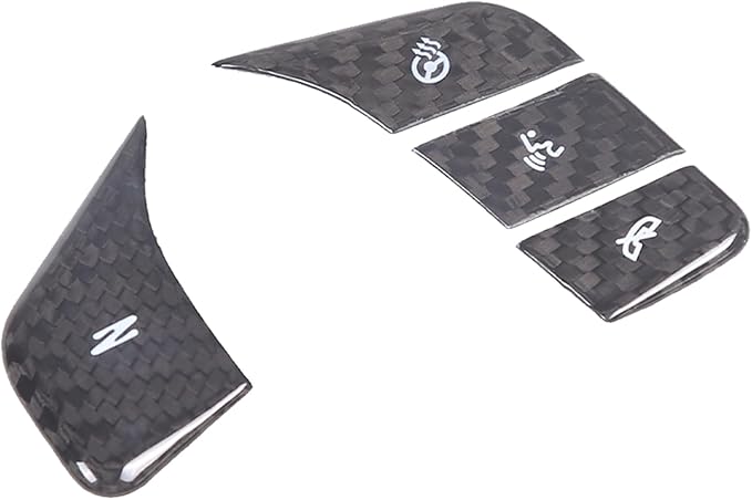 Fit for Corvette C8 2020-2024 Hard Carbon Fiber Central Control Steering Voice Button Sticker with Heated Button Protection Frame Molding Sticker Trim Interior Decal C8 Corvette Accessories (Black)