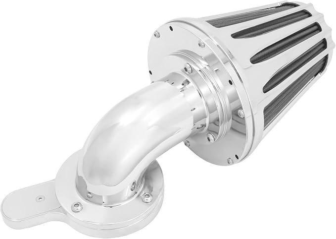 Motorcyle Air Cleaner Filter CNC 90° Forward-Facing Kit Fit for Harley Softail Touring Trike Sportster XL Dyna (Chrome Housing Grey Element, B For Touring 00-07,Softail 00-15,Dyna 00-17)