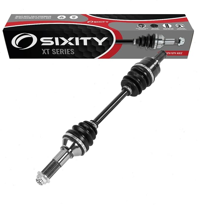 Sixity XT Rear Left CV Axle for Yamaha YFM450 Grizzly 4x4 Auto EPS 2011-14 | Complete axle assembly with a 5140 chrome steel shaft, inboard and outboard CV joints, fully assembled