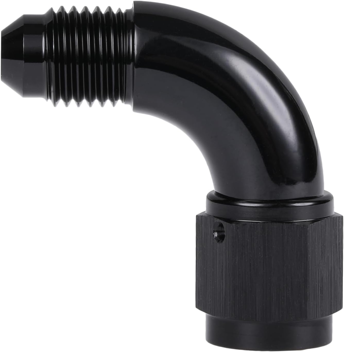 90 Degree 4AN Male to 4AN Female Swivel Full Flow Fitting Adapter Coupler Aluminum Black