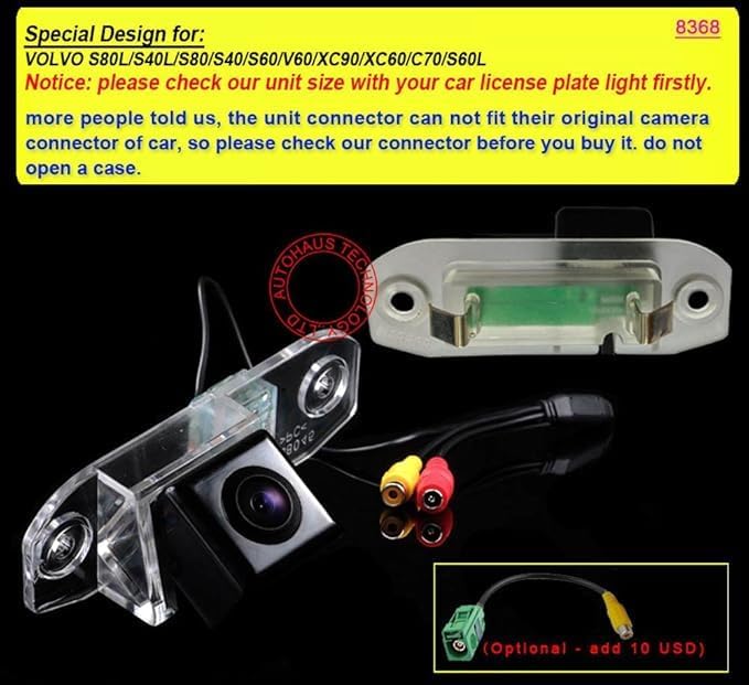 170 Degree Wide View Angel Reverse Rear View Camera Night Vision Waterproof Vehicle Back up Camera for Volvo S80L /S40L/S80/S40/S60/V60/XC90/XC60/C70/S60L/V40