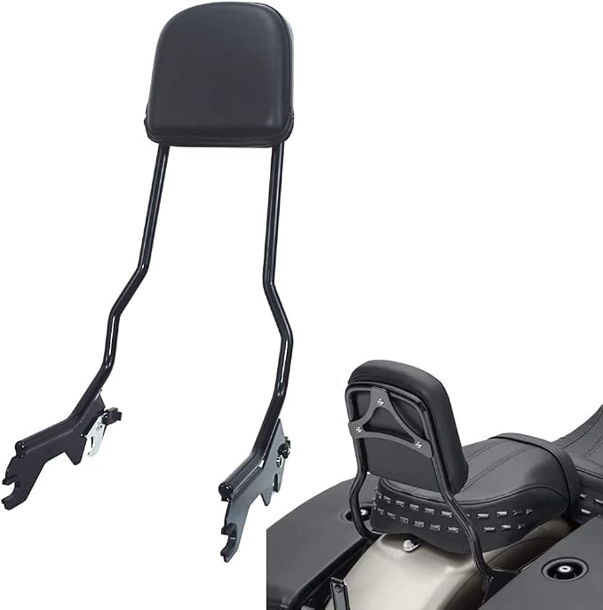 Backrest, Sissy Bar Upright w/Backrest Pad fits for Harley Softail FLDE, FLHC, FLHCS, FLSL, FXBB, and FXST models 2018-2024, Gloss Black