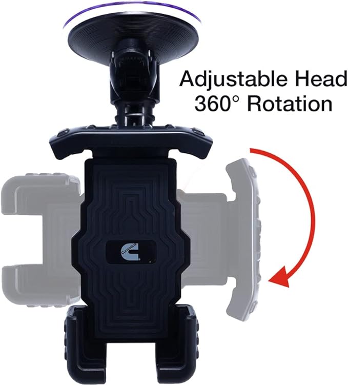 Cummins Windshield Phone Mount CMNWSPH - Suction Cup Phone Holder for Car or Truck Window or Dash Universal Fit - Black