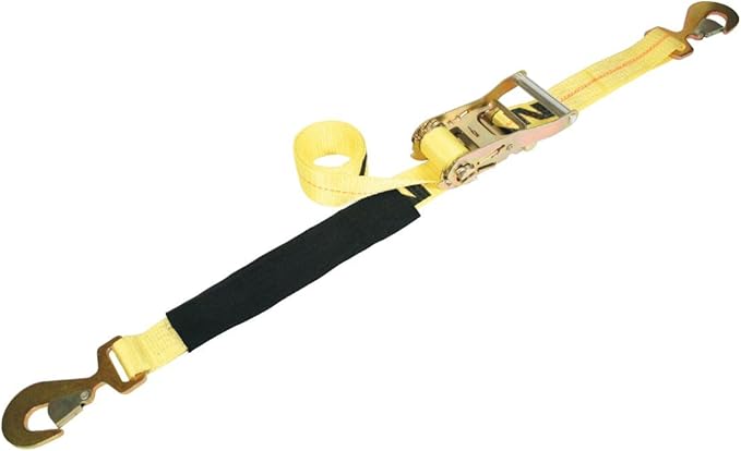 VULCAN Car Tie Down with Flat Snap Hook Ratchet - Snap Hook - 72 Inch - 3,300 Pound Safe Working Load