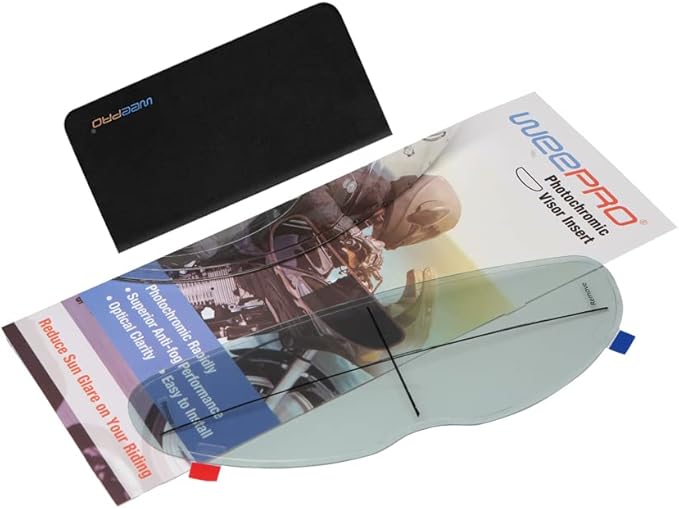 Photochromic and Anti Fog Insert Film for Motorcycle Helmet Visor,Inner Auto Darkening Layer Transitions Clear Indoors to Dark in Sunlight,Easy Peel and Stick Installation,3.66" x 10.7"