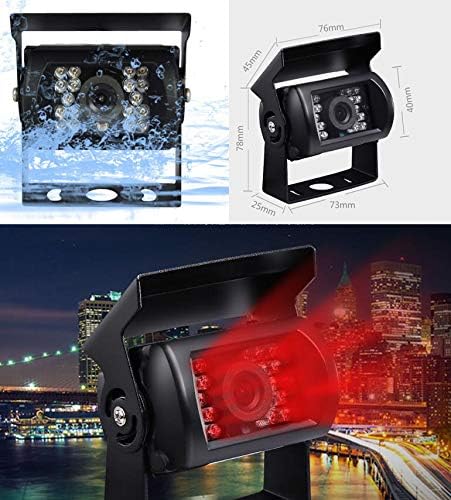 AHD 1080P Vehicle Backup Camera and 7 inch IPS Screen Monitor System, 2X Wired Car Rear View Mirror Camera 4 Pin with 15m20m Cable for RV Truck Camper Semi Box
