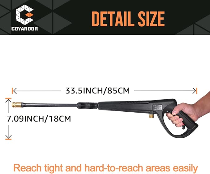 Pressure Washer Gun with Extension Wand & 5 Spray Nozzle Tips, M22-14mm & M22-15mm Fitting Replacement for Ryobi, Karcher, Powerstroke, Greenworks, Husky, Raptor Blast, Electric Power Washer