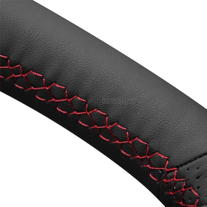 MEWANT Hand Stitched Genuine Leather Steering Wheel Cover for Subaru WRX (STI) Levorg 2015-2019 DIY Steering Wheel Wrap