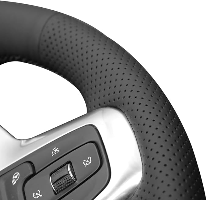 MEWANT Custom DIY Black Artificial Leather Steering Wheel Cover for Chevy Silverado 1500 Silverado 2500/3500 Blazer