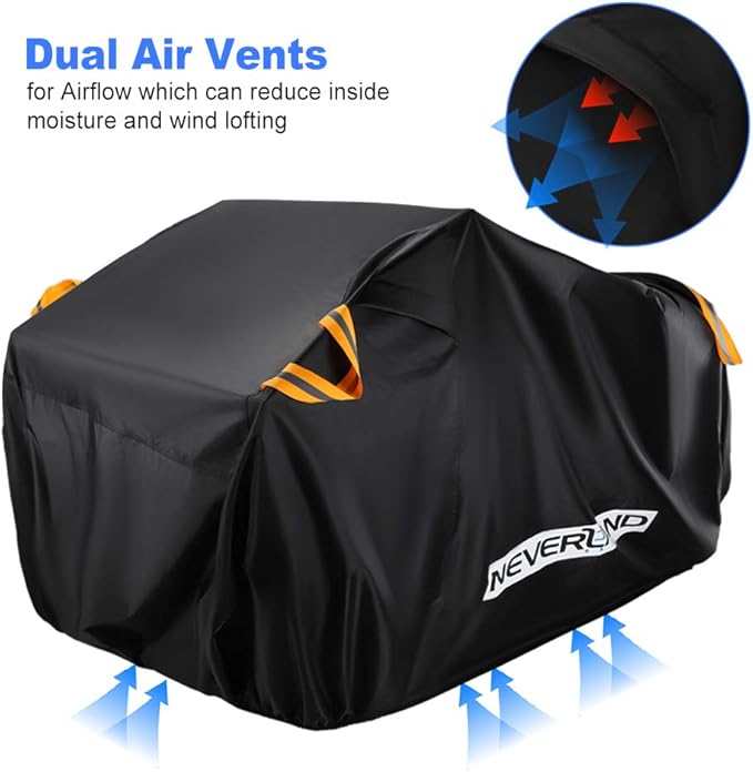 NEVERLAND ATV Cover Oxford Cloth Heavy,Compatible with Polaris Sportsman Yamaha Grizzly Honda FourTrax Kawasaki KFX Wheel Car with Air Vents Reflective Strips and Buckle Straps Length up to 82 inches