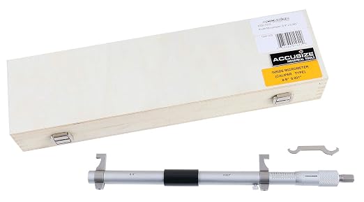 Accusize Industrial Tools 8-9'' by 0.001'' Inside Micrometer in Fitted Case, Satin Chrome Finished, Eg00-3229 | Range: 8-9", Graduation: 0.001", Accuracy: 0.00028", Resolution: 0.0001", Satin Chrome Finish