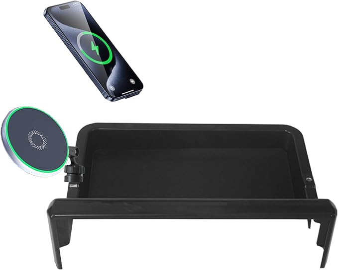 Car Phone Holder for Toyota Tacoma 2024 2025/4Runner 2025 Accessories Apply to 14 Inch Touchscreen 15W Fast Wireless Charger Screen Fixed Clip Cell Phone Mount with Dashboard Storage Tray