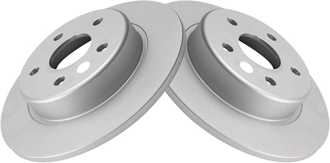 TRQ Rear Brake Rotor Set G Coated Solid Compatible with 2017-2023 Chevrolet Bolt EV 2022-2023 Bolt EUV 2016-2019 Cruze Volt
