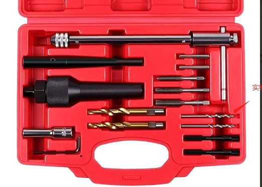 16PCS Glow Plug Removal Tool Kit – Ratchet T-Bar, Drill Adapter, M8/M10 Tap & Extractor – for Removing Damaged 8mm 10mm Diesel Glow Plugs