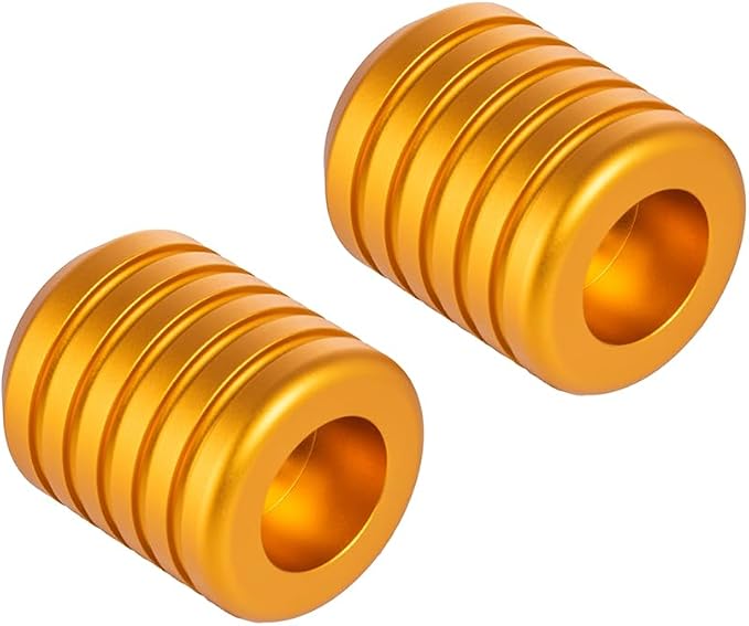 Advanblack CNC Aluminum Motorcycle Frame Sliders – Crash Bar Slider for Harley 1-1/4” Flat Out & Highway Crash Bars/Saddlebag Guards – Red, Gold, Black, Silver – Bolt-On Pair with Screws (Gold CNC)