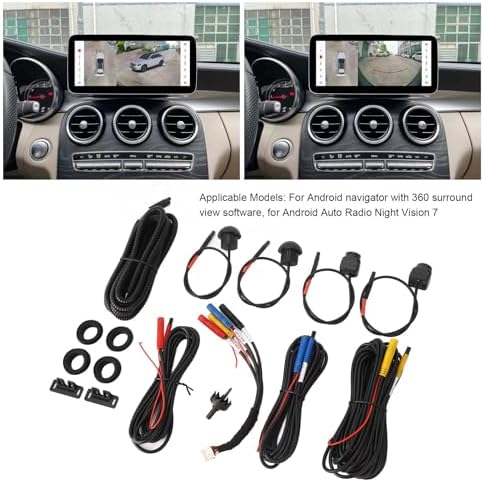 360 Car Camera, Panoramic Surround View Camera System Front Rear Left Right AHD Cameras for Android Auto Radio Night Vision IP68 Wide Angle Parking Driving Safety