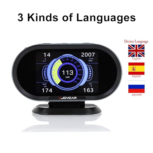 VJOYCAR V70 OBD2 Gauge Cluster HUD Heads Up Display, Car Computer OBD ii Scanner Speed Engine Coolant Temperature Fuel Consumption Digital Speedometer Mileage Overspeed Voltage Faulty Code Alarms