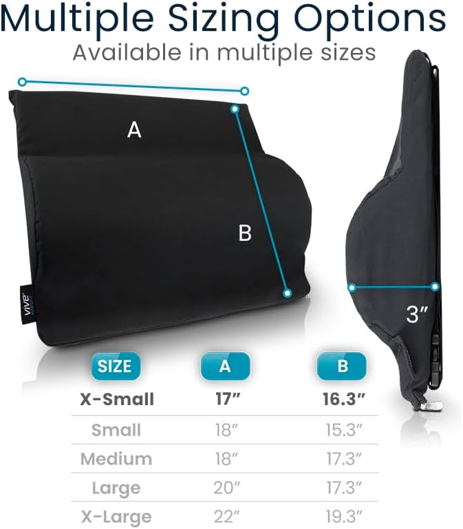 Vive Wheelchair Lumbar Support Cushion for Sling Back Wheel Chairs - Chair Pad for Back Pressure Relief - Memory Foam Backrest - Fits Most Wheelchairs & Transport Chairs - Improves Posture