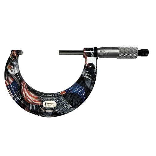 Starrett Outside Micrometer with One-Piece Spindle, Satin Chrome Finish and Advanced Sleeve Design - American Pride Theme, 2-3" Range, .0001" Graduation - APT436.1XRL-3