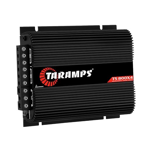 Taramps TS 800x4 2 Ohms Black Multichannel Stereo Amplifier 800 Watts Rms, 4 Channels, Full Range, Car Audio Digital 2 Bridged Channel, Crossover High/Low Pass, with RCA and Automatic High Level Input