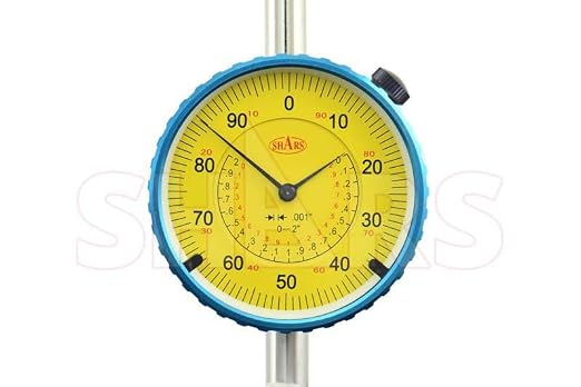 Shars 0-2" High Precision Dial Indicator, Yellow Face, 0.001" Graduation 303-3115Y P]