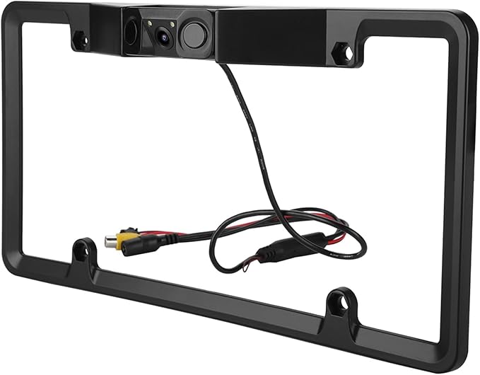 3 in 1 Car License Plate Frame Parking Sensor Rearview Reverse B 120 Degree Wide Angle The Parking Sensor Support Ackup Camera 2LED Backup Sensor Kit Camera for Truck