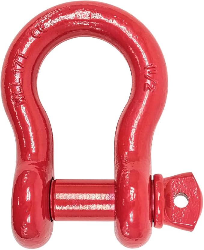 Mytee Products 1-1/2" Anchor Shackle Forged Carbon Steel w/Alloy Screw Pin Load Limit # 17 Tons (34,000 lbs) | Double Rust Protection Heavy Duty D Ring Shackle for Towing, Rigging & Vehicle Recovery