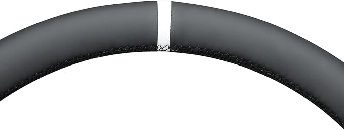 MEWANT DIY Stitched White Leather Steering Wheel Wrap Cover for GMC Sierra 1500 2019-2023 / Sierra 1500 Limited 2022 / Sierra 2500 2020-2024 / Sierra 3500 2020-2024 / Yukon (XL) 2021-2023 Accessories