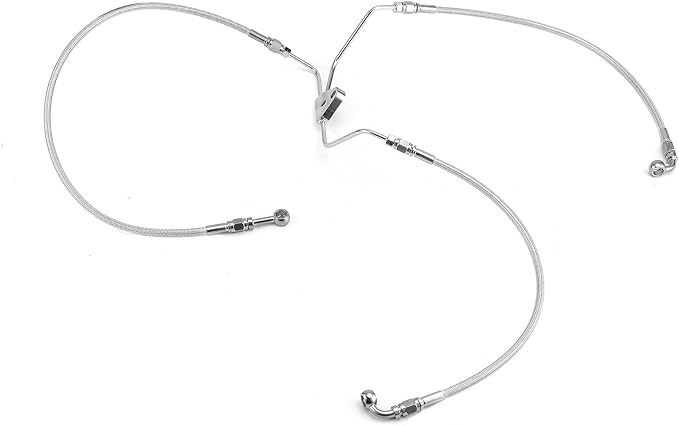 Mofun 45" Extended Length Hydraulic Stainless Steel Front Brake Line Kit Non-ABS Compatible with Harley Touring Street Glide Road Electra Glide Road King 2008-2013, Fit 12"-14" Handlebar Chrome