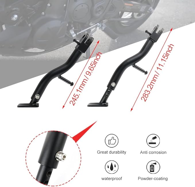 Xitomer Adjustable Kickstand Fit for KLR650 Gen2 Gen3, 2008-2018 KLR650, 2022-2026 KLR650 / Adventure/Traveler, 0-2.4 inch Adjustable Side stand