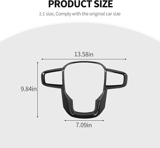 JeCar Steering Wheel Trim Cover Compatible with GMC Sierra 1500 2019-2025, for GMC Sierra 2500HD/3500HD 2020-2024, for GMC Yukon 2021-2024, Carbon Fiber Texture