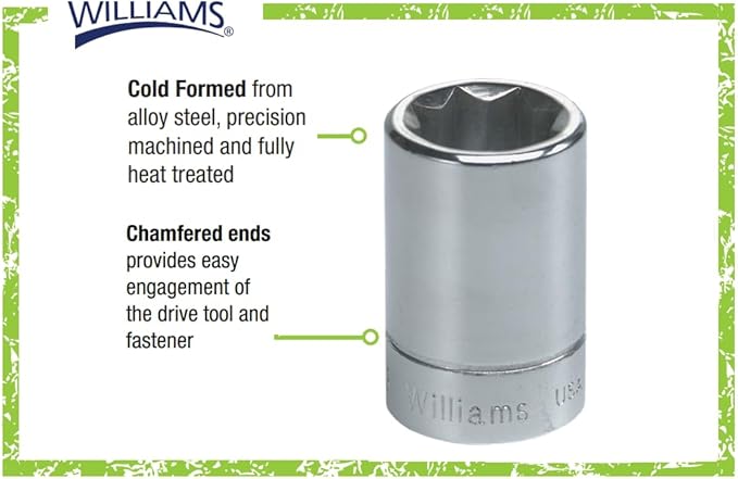 Williams B-630 3/8 Drive Shallow Socket, 6 Point, 15/16-Inch