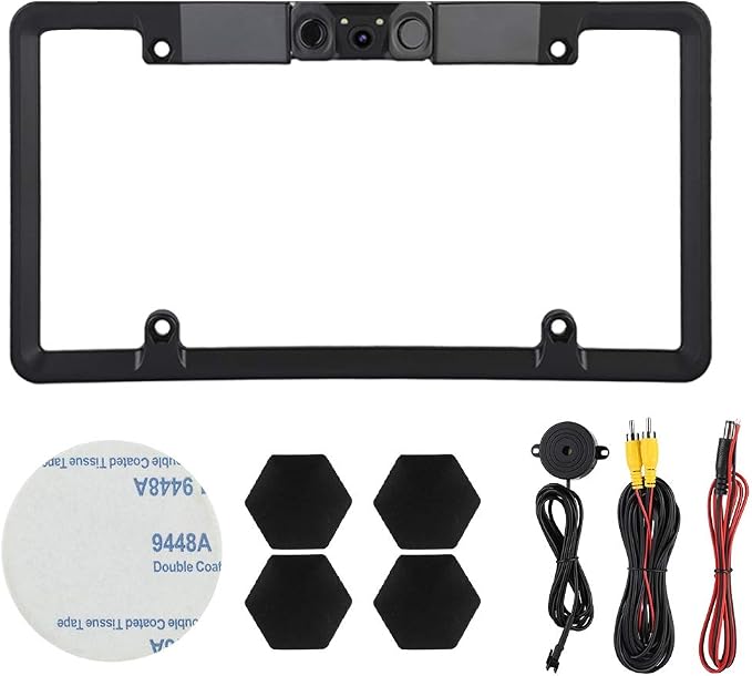 Car License Plate Frame Backup Camera Parking Sensor, 170° View Angle Universal IP67 Car License Plate Frame Camera, Vehicle Universal Reversing Assist Security