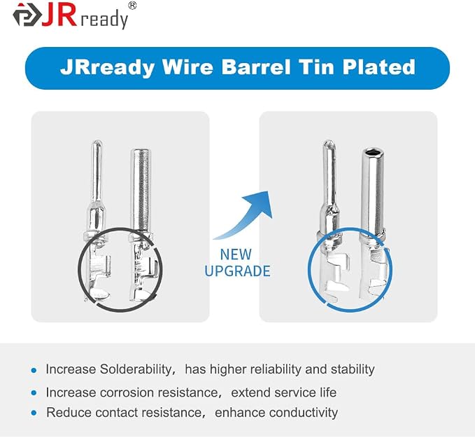 JRready ST6449 Deutsch Stamped Pin Kit 146PCS, Size 12 16 Open Barrel Contacts 18-12AWG w/Pin Removal Tool, for DT, DTP, DRC, DTV, AEC,Strike Series