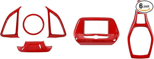 RAZPOY for Camaro Interior Trim Kit, 6PCS Gear Shift Panel Trim Navigation Screen Radio Cover Compatible with 2017-2023 Chevy Camaro, Red (Small Screen)