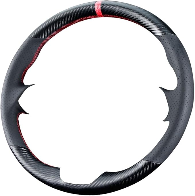 DIY Steering Wheel Cover Custom Fit for 2017 2018 Mazda 3 / 2017-2020 Mazda CX-5 Mazda 6 / 2016-2020 CX-9 / 2018 2019 2020 CX-3 15 inches Black Leather Carbon Fiber Interior Accessories