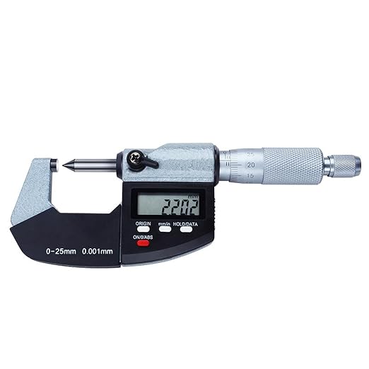 Point Micrometer Electronic Digital Micrometer Measuring Tool, 0-1"/0-25mm, 60 Degree, 0-1"/0.00005", Inch/Metric