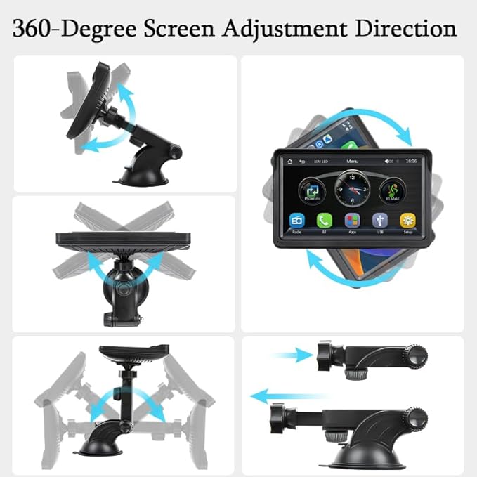 7 Inch HD IPS Touchscreen Wireless CarPlay & Android Auto, Voice Control with HD Night Vision Waterproof Backup Camera, Plug and Play Universal for All Vehicles